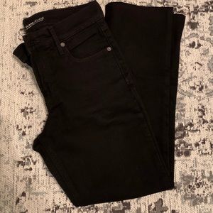 Flared raw hem denim jeans